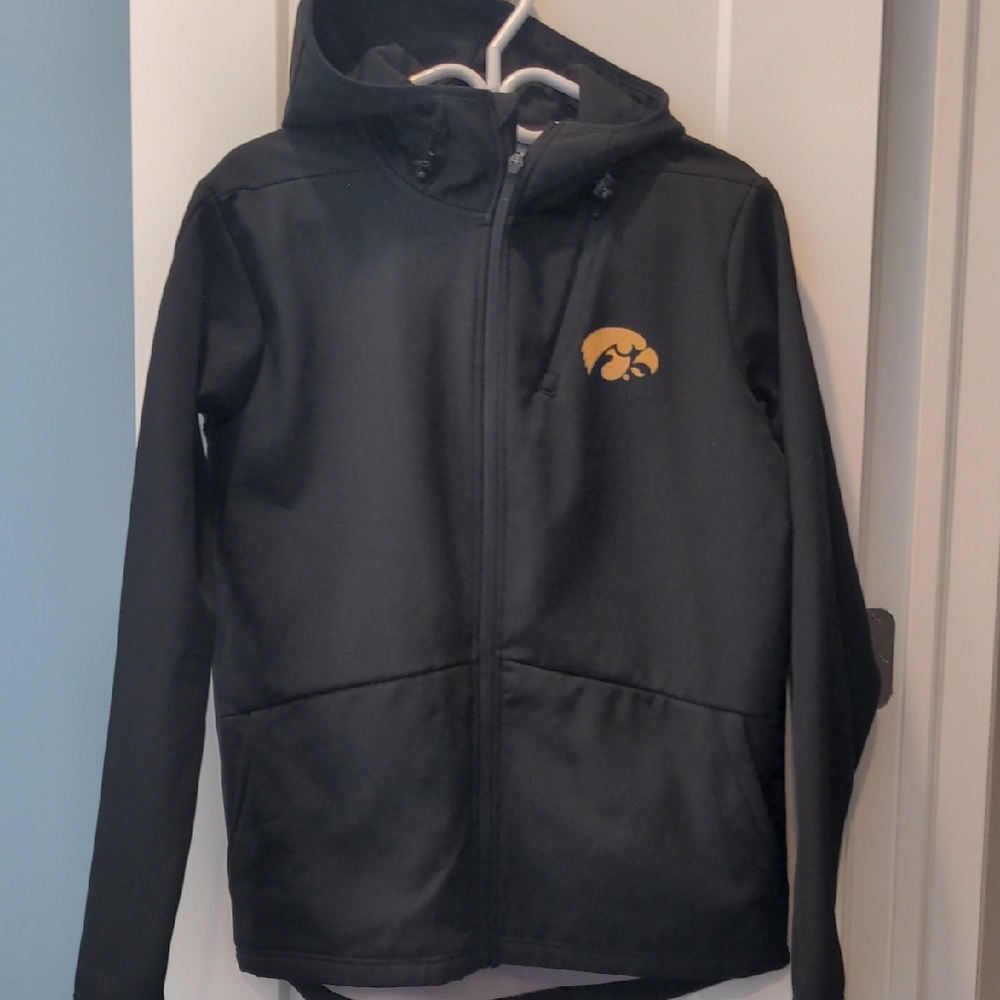 Black Hooded Jacket with Iowa Hawkeye Logo